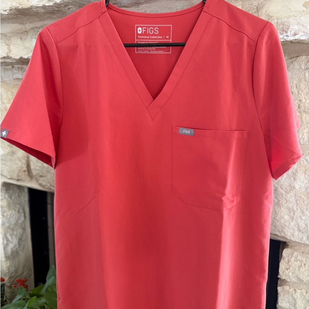 FIGS Women’s Red V-Neck Shirt